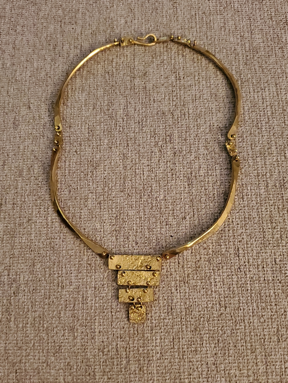 Anne Dick 16 Inch Hammered Gold Necklace